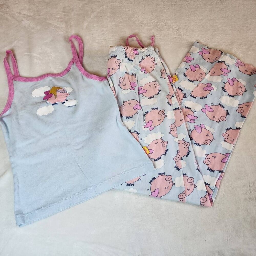 GW 2 Piece Women's Pajama Set With Pigs Size Large